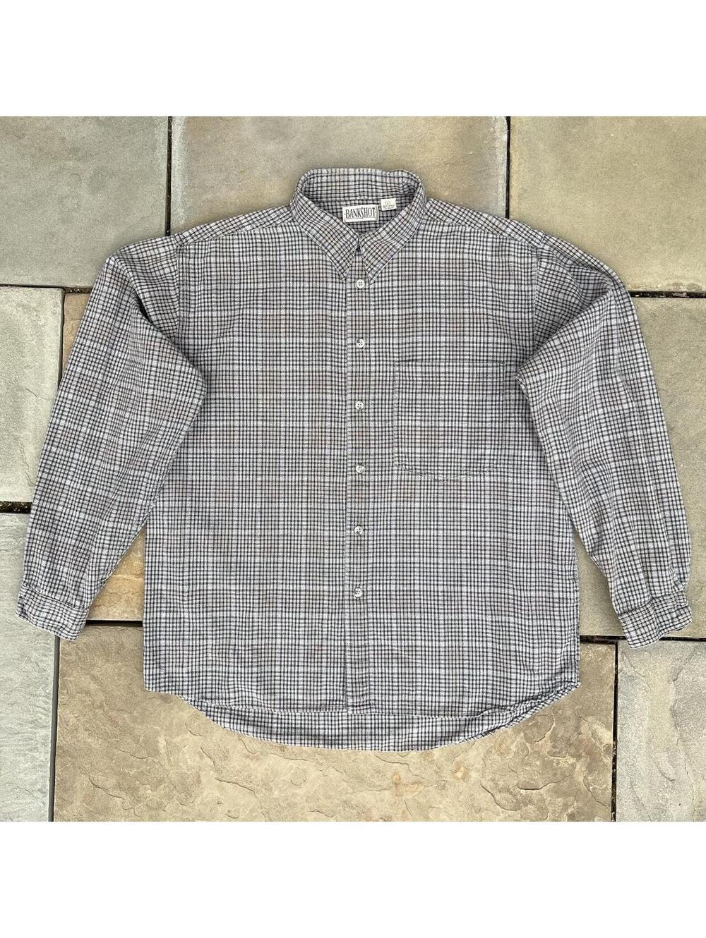 Y2K Grey + Tan Check Plaid Button Down Shirt